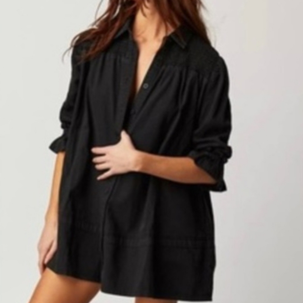 Free People Black Mini Shirt Dress